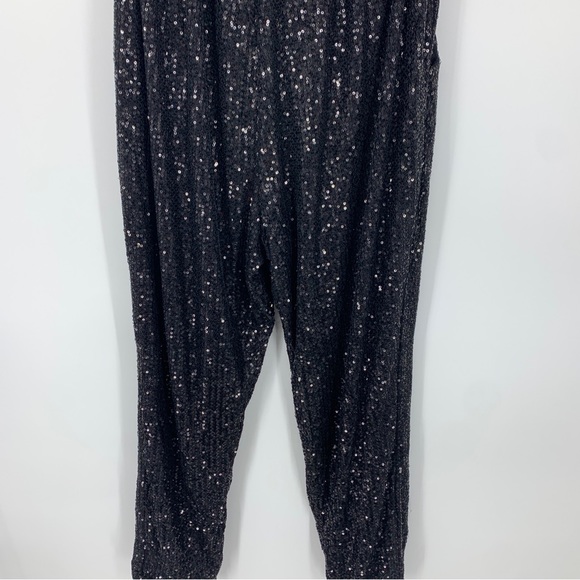 city chic womens one size jumpsuit strapless sequins pockets black joggers - Picture 9 of 12